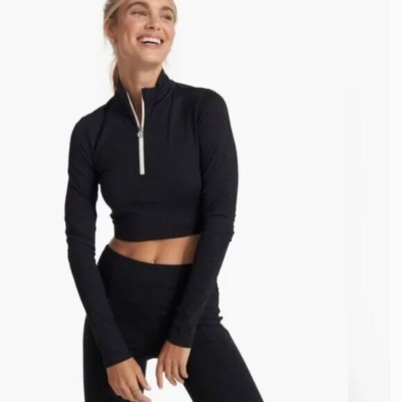 Vuori Tops - Vuori Lux Rib Half Zip Black